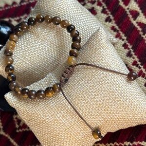 Women's Tiger Eye Adjustable Beaded Bracelet